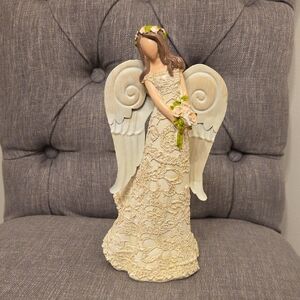 Lace Angel Figurine with Floral Accents